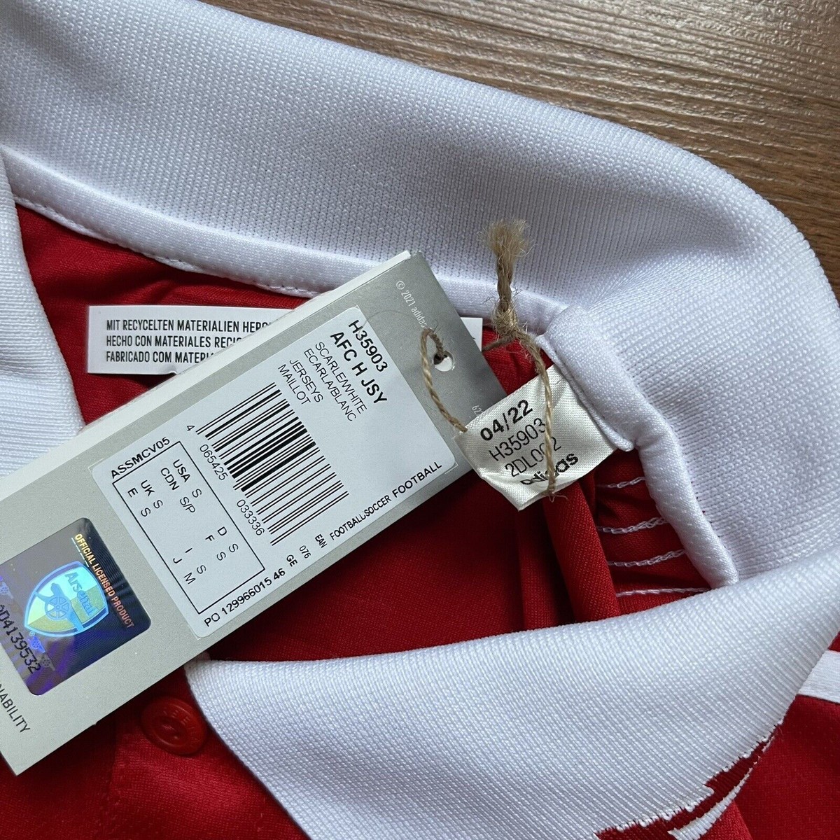 ARSENAL ADIDAS 2022/2023 FOOTBALL SOCCER HOME JERSEY #9 JESUS SIZE