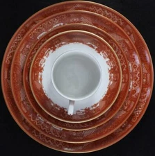 Mottahedeh Fitzhugh Cinnabar Five-Piece Place Setting