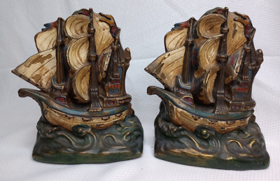 Invincible Armada 1588 Ship Bookends. Armor Bronze Made In 1925 