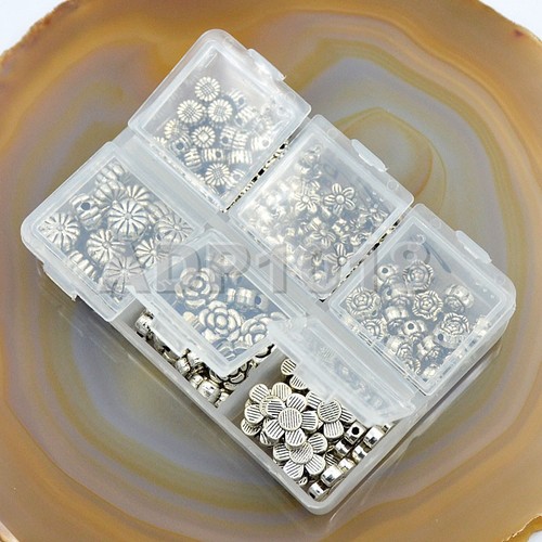 50Pcs Tibetan Silver Flower Coin side drilled Connector Space Charm Beads Craft - Picture 14 of 14