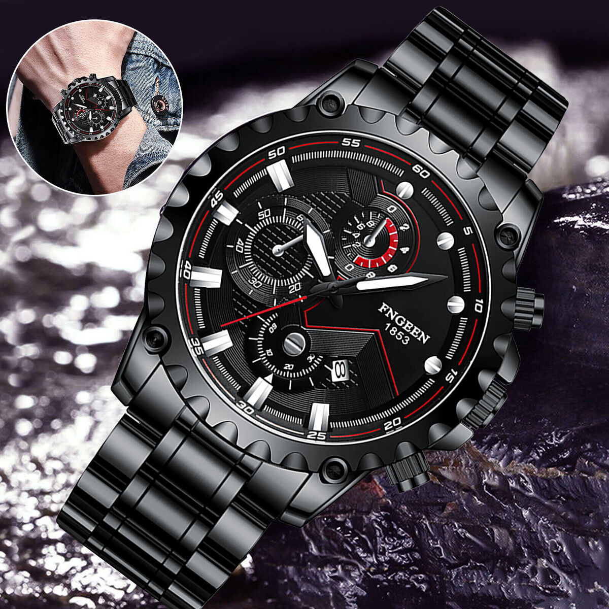 Waterproof Men's Luxury Watch Stainless Steel Quartz Waterproof Men's Luxury Watch Stainless Steel Quartz