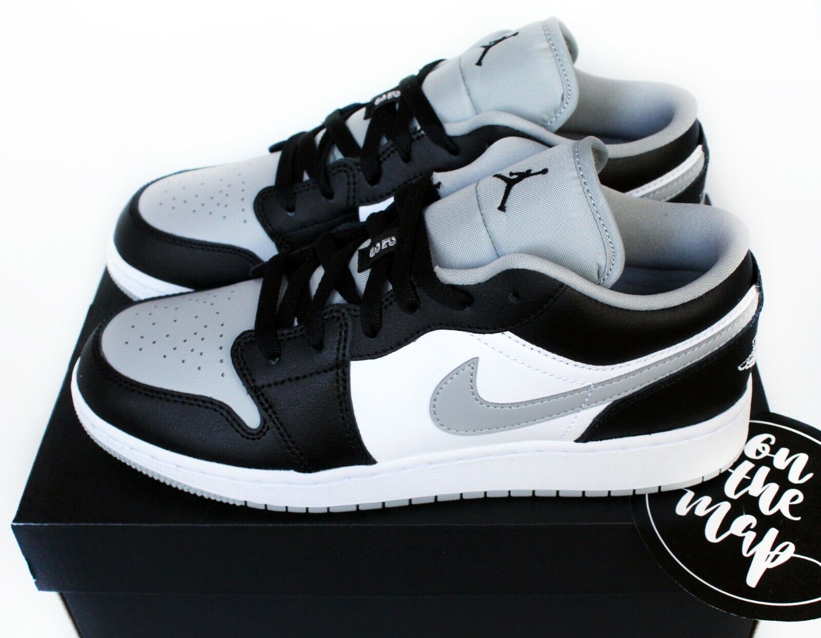 jordan 1 grey and black low