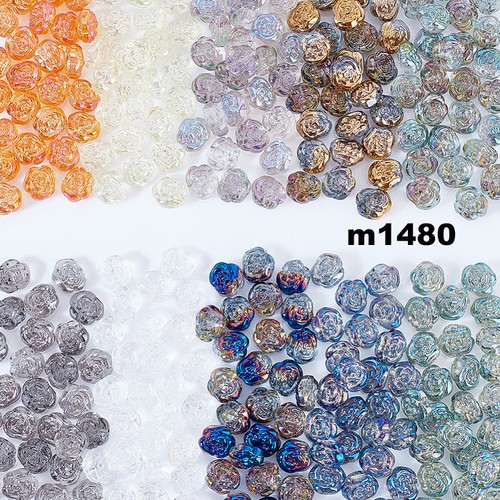 China Glass ROSE Beads MIXED COLORS AB 12.5x14x9mm Lot of 20 M1480