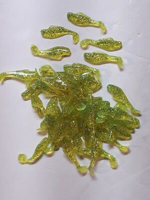 1 Pack Of 50 Luck E Strike Shad Minnow Swimbait 1''  Chartreuse Gold Glitter