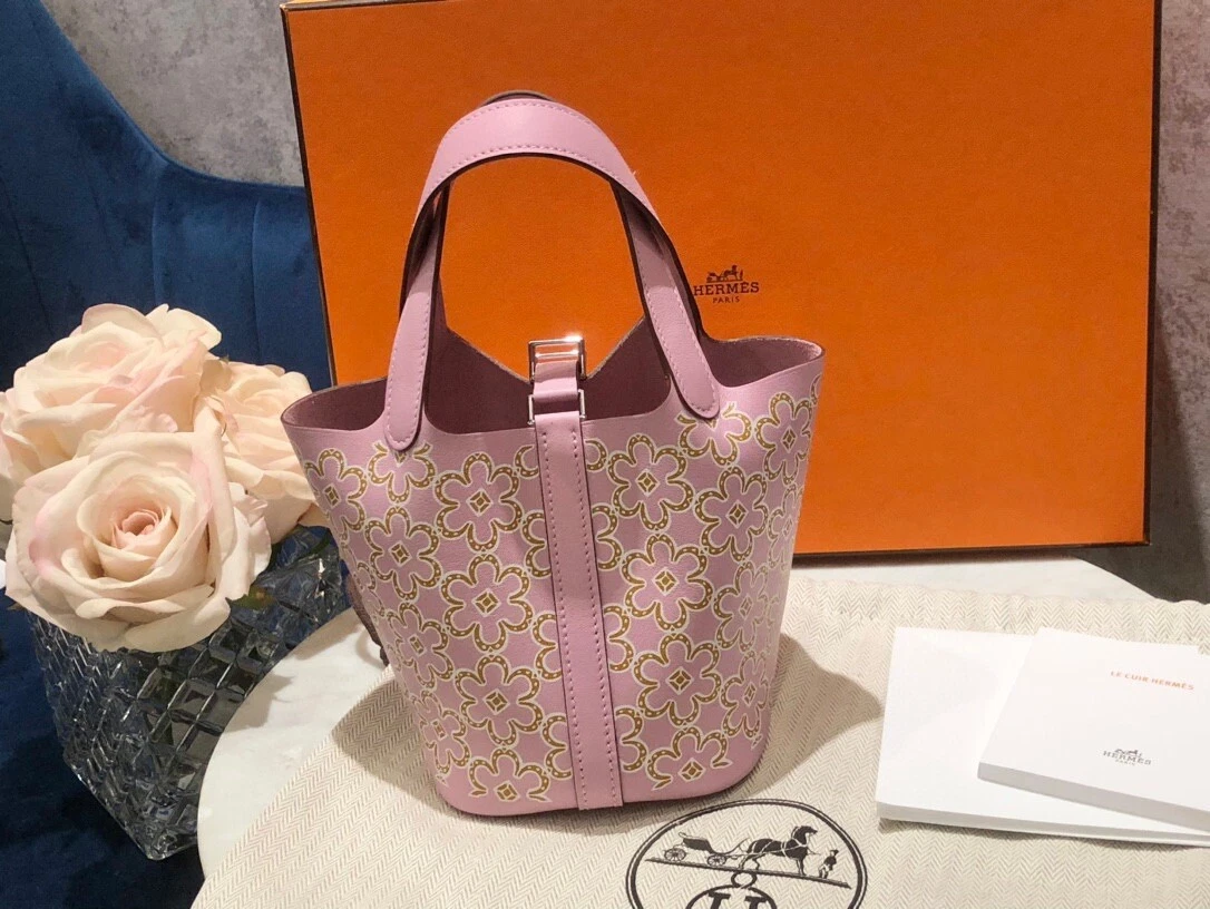 Hermes Birkin Handbag Mauve Sylvestre Swift with Rose Gold