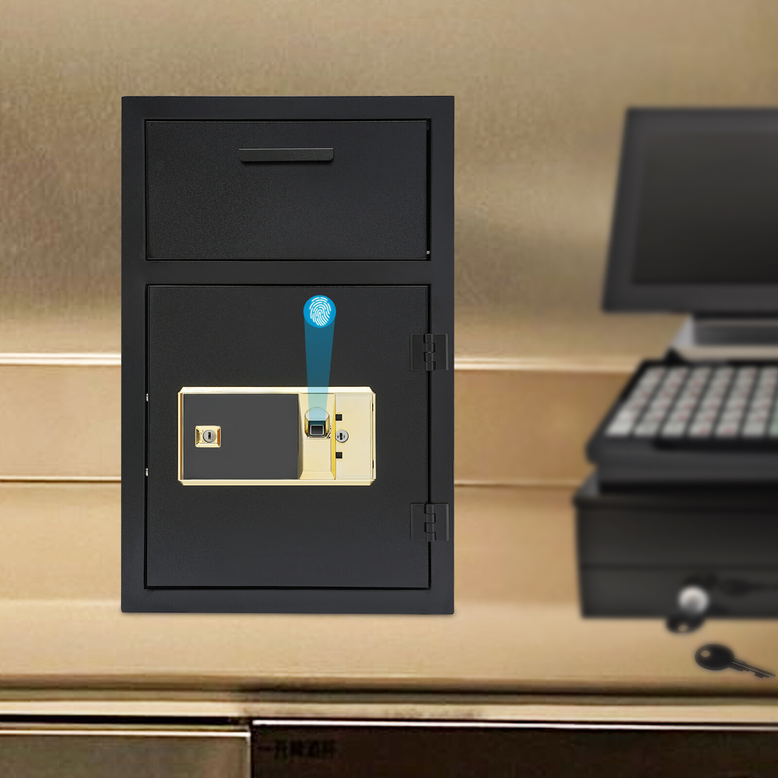 Black Drop Box Safe for Cash & Mail with Keys - US Made  