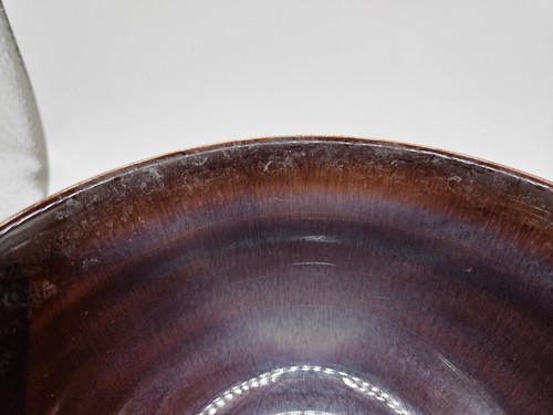 6" Wide Handmade Brown White Blue Glazed Art Pottery Cereal Bowl - Picture 5 of 7