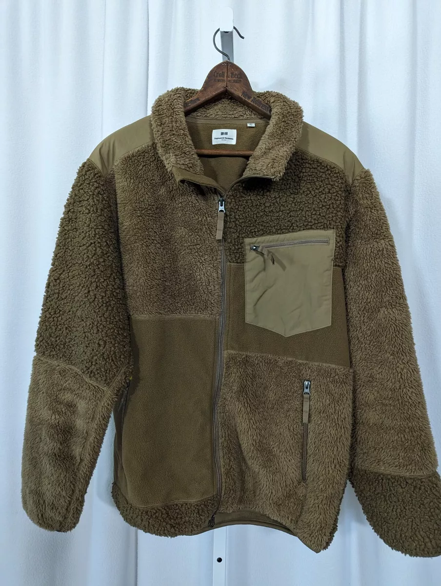 Engineered Garments x Uniqlo Brown Patchwork Fleece Tech 1/4 Zip Jacket  Medium