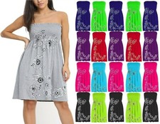 Women Chunky Floral Print Sheering Top Ladies Bandeau BoobTube Tunic Party Dress