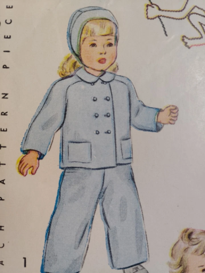Jacket Hat Bib Overalls Girls Boys 2 2T Simplicity 2562 Sewing Pattern Cut VTG - Image 3 of 4