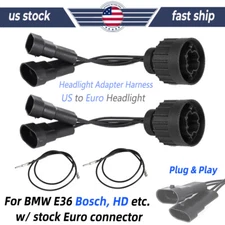 US to Euro Headlight Adapter Wiring Harness For BMW E36 1992-1999 Plug and Play
