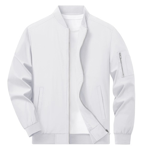 Men's Thin Bomber Jacket Spring Fall Casual Baseball Coat Hiking Sports Outwear - Picture 97 of 145