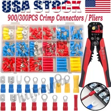900Pcs Assorted Insulated Electrical Wire Terminals Crimp Connectors Spade Kits