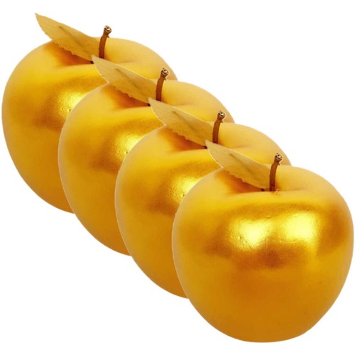 4 Pcs Goldene Apfel-Requisiten Ornamente in Fruchtform Heimdekoration