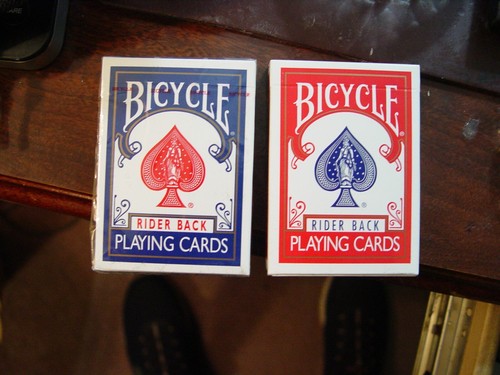 Fahrrad Reise Poker Set mit Koffer 2 Decks & rot weiß & blau Chips - Bild 3 von 3