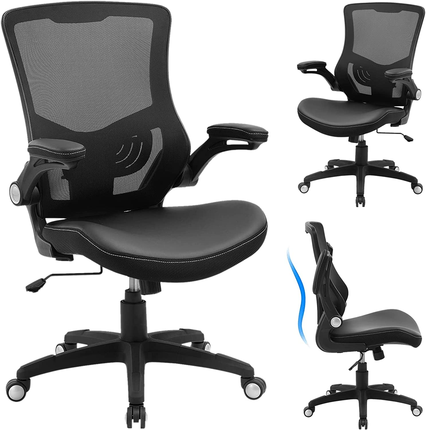 Ergonomic PU Leather Office Chair with Adjustable Height for Home & Computer Work-image