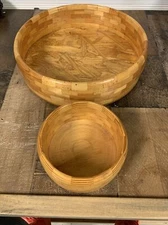 woodden inlay bowls chip and dip set