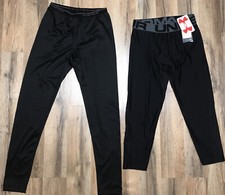 Under Armour  Duofold Sport Performance Pants Black 2 Pair New Boys Size YMD