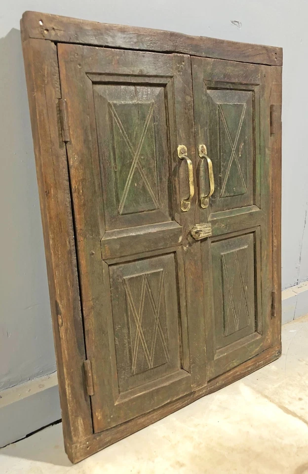 Antique Wooden Wall Décor Window Panel Frame Original Old Hand Crafted Rustic Pa - Image 3 of 4