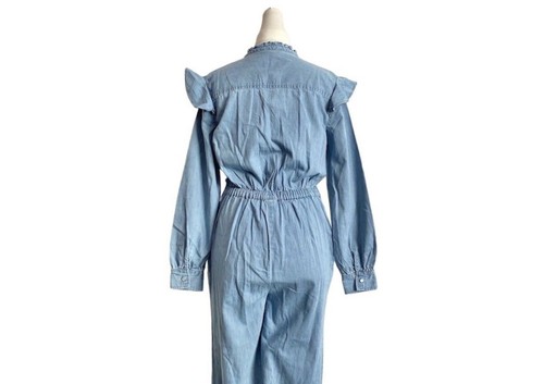 Ladies Next Tencel Blue Ruffle Detail Drawstring Waist Jumpsuit Reg/Pet UK 6-20 - Picture 10 of 14