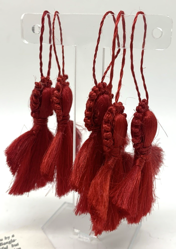 VTG 5 Bangladesh Red Jute Angels Handmade Christmas Ornaments 2" Keepsake NOS - Picture 3 of 6
