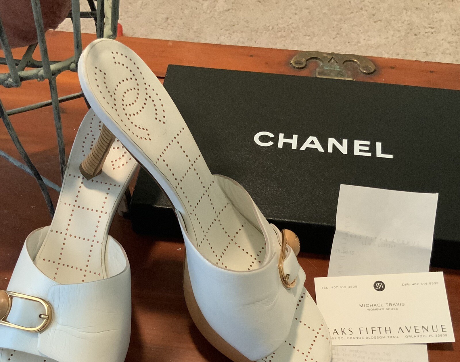 CHANEL Shoes Slides Mules Sandals Open Toe High Heels… Gem