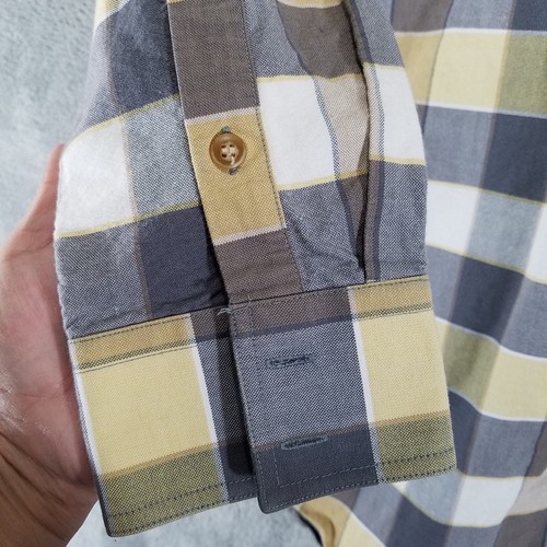 Camisa Roper para hombre XL amarilla gris a cuadros franela con botones manga larga - Imagen 3 de 10