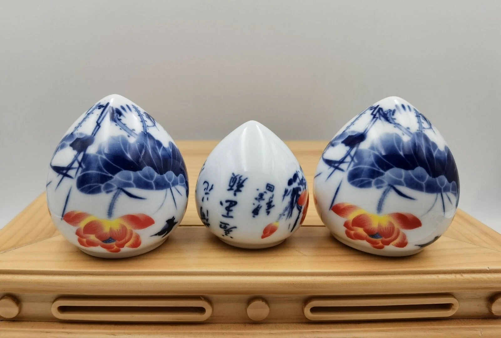 1set 3pcs Asian Bamboo Bird Cage Bamboo food ceramics cups