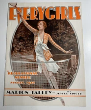 1930 Everygirls Magazine Cover Only H Valley Art Tennis Girl Pin Up