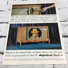 Vintage 1964 Admirals Color Televsion Tilt-Out TV Set Advertising Art Print Ad 