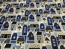 CLOVELLY NAVY by Fryetts  Cotton Fabric ideal Curtain Blinds Upholstery Cushions