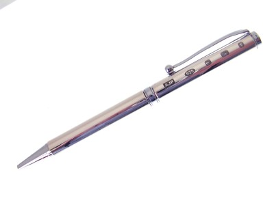 Sterling Silber Kugelschreiber mit Funktion Punze. Biro Kugelschreiber Silber gepunzt