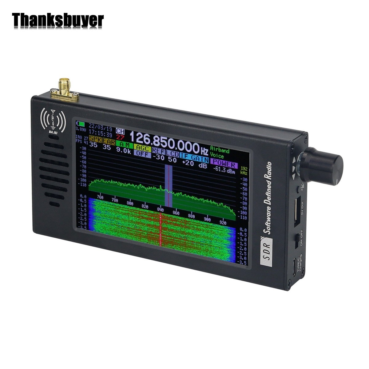 430MHz SSB／FM／CW 100KHz-149MHz SDR Shortwave FM w/ 4.3'' IPS LCD CW AM SSB WFM FM