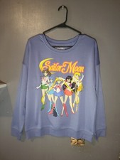 NWT Sailor Moon Pullover Sweatshirt Womens S Blue Long Sleeve Lightweight Anime
