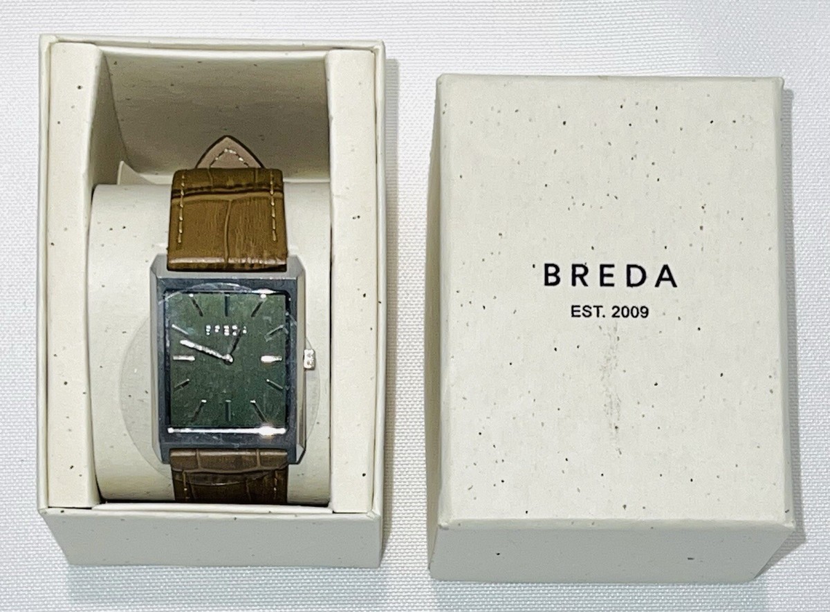 BREDA VIRGIL Mens Watch Stainless Case Moss Dial Croc Emboss Band