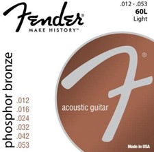 Fender 60L Phosphor Bronze Acoustic Guitar Strings, Light, .012-.053