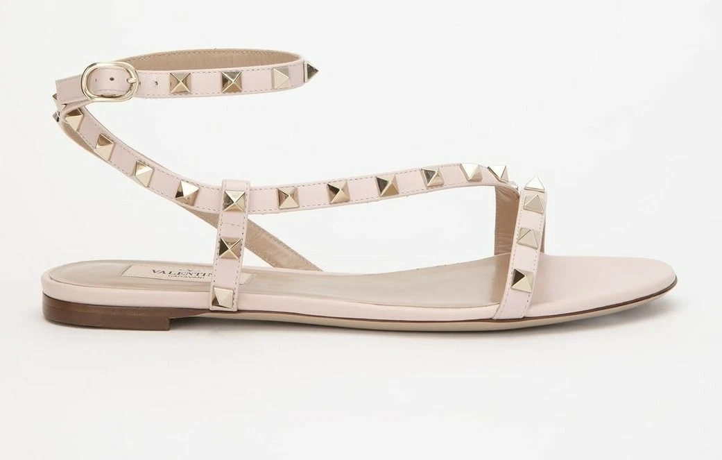 amerikansk dollar fysiker radius Valentino Garavani Rockstud Asymmetric Flat Strappy Sandal Eur 40.5/ US  10.5 | eBay