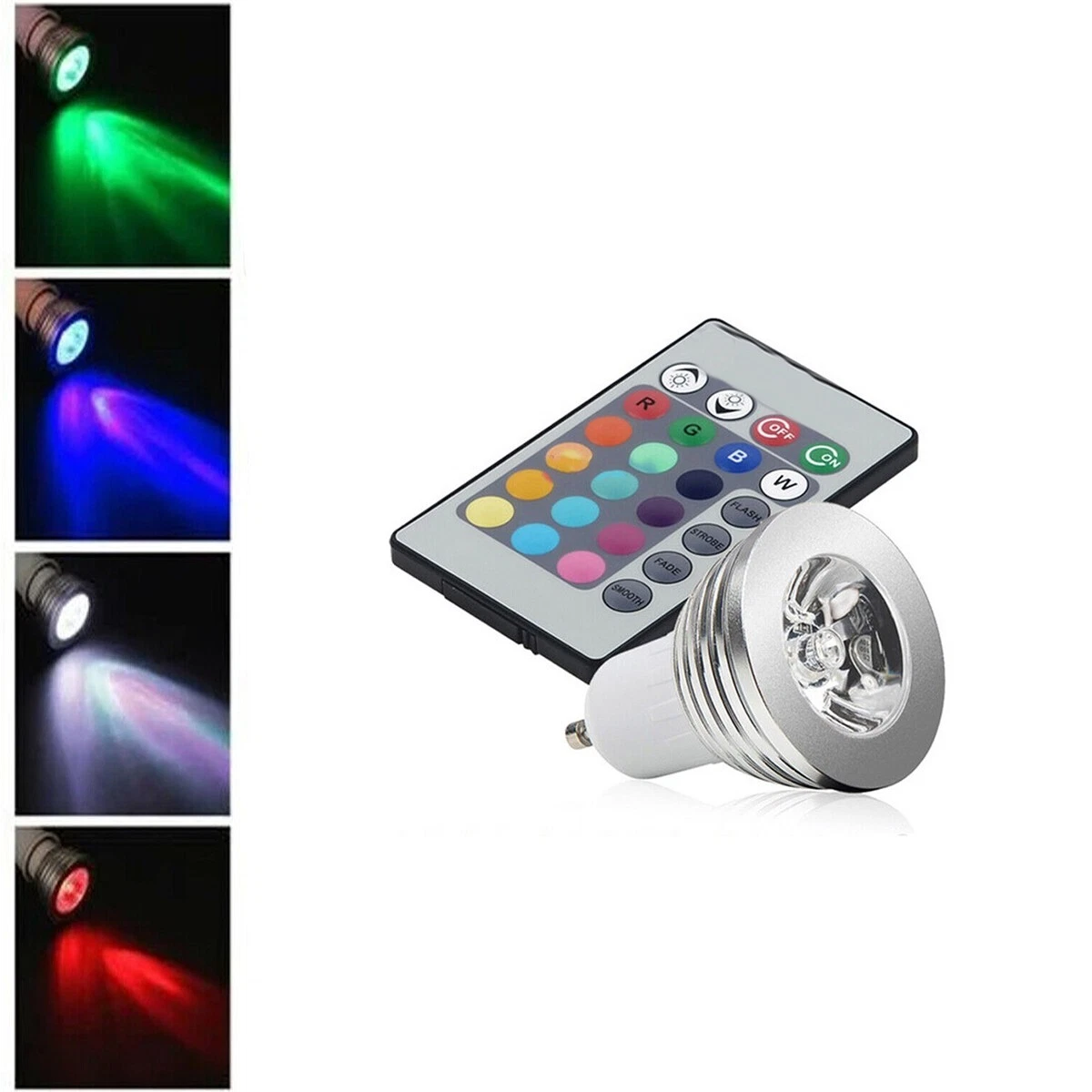 FOCO LED LUZ RGB GU10 BOMBILLA 5W MULTICOLOR PROGRAMABLE CONTROL REMOTO