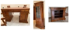 Scrittoio + Porta TV + Vetrina ad angolo alto - Perfetti e nuovi - Legno noce