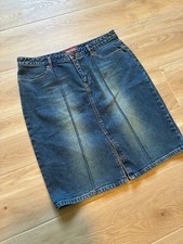Vintage 90s Unionbay UB Jeans Dark Wash Jean Skirt Size 12 Stretch Midi Pencil