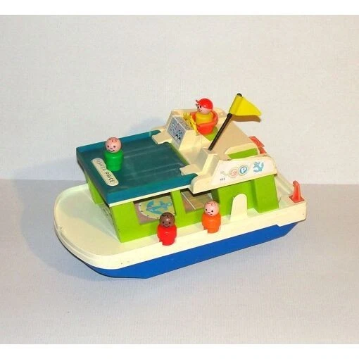 Bateau Roulant Fisher Price Vintage + 4 Figurines Année 72 - Photo 1/4