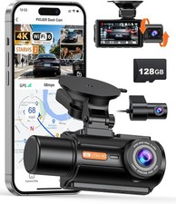 3 Channel 4K Car Dash Cam WiFi 6 Front Rear Camera STARVIS 2 Sensor  128GB Card