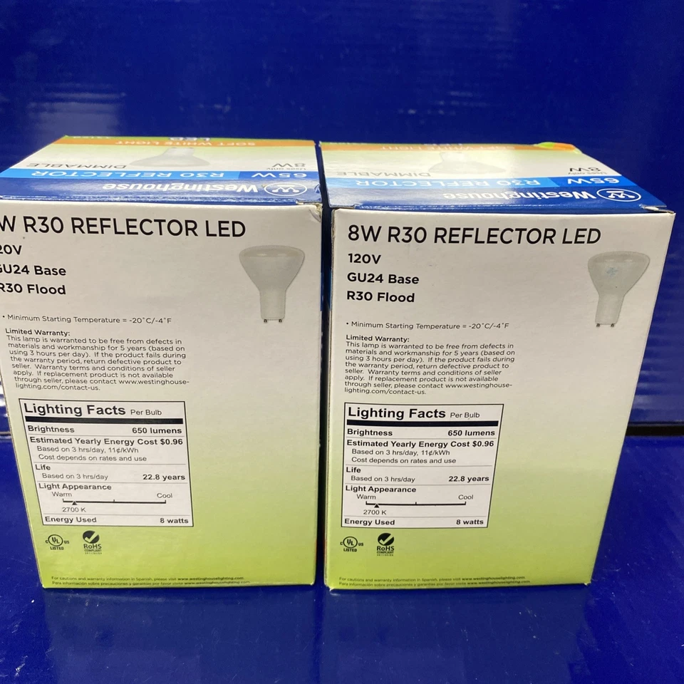 2X Westinghouse Lighting R30 Dimmable LED Light Bulb Soft White 65W Equivalent - Image 3 of 4