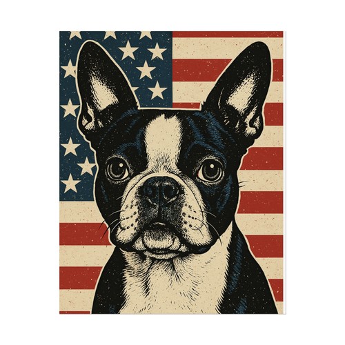 Boston Terrier Patriotic Art Print – Red White Blue USA Dog Wall Decor - Picture 18 of 25