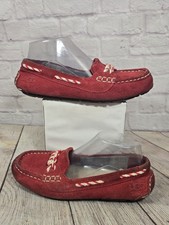 UGG Australia Genoa Red Slippers Moccasin Shoes Shearling Lined Women's Size 7