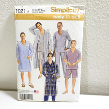 Simplicity Sewing Pattern 1021 Men's Pajamas Robe Sizes XS-XL New Envelope Torn