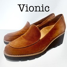 Vionic Ava Tan Suede Wedge Mules Size 9
