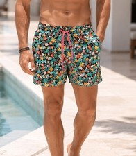 Chubbies Bloomerang Small Tropical Floral Lined Swim Trunks Green 5.5  Inseam