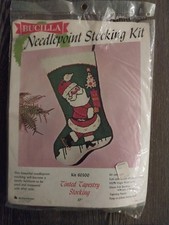 Bucilla Christmas Stocking Needlepoint Kit Tinted Tapestry Santa 60300 Vintage