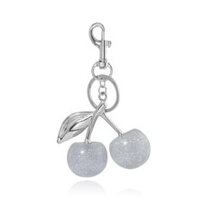 Cherry Bag Charm Keychain - Cute Purse Handbag Fruit Accessories - White